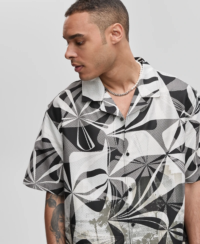 Mode of One Men's Short-Sleeve Slick Play Camp Collar Shirt, Exclusively at Macy's