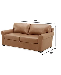 Radley Roll Arm 74" Leather Apartment Sofa, Exclusively at Macy's