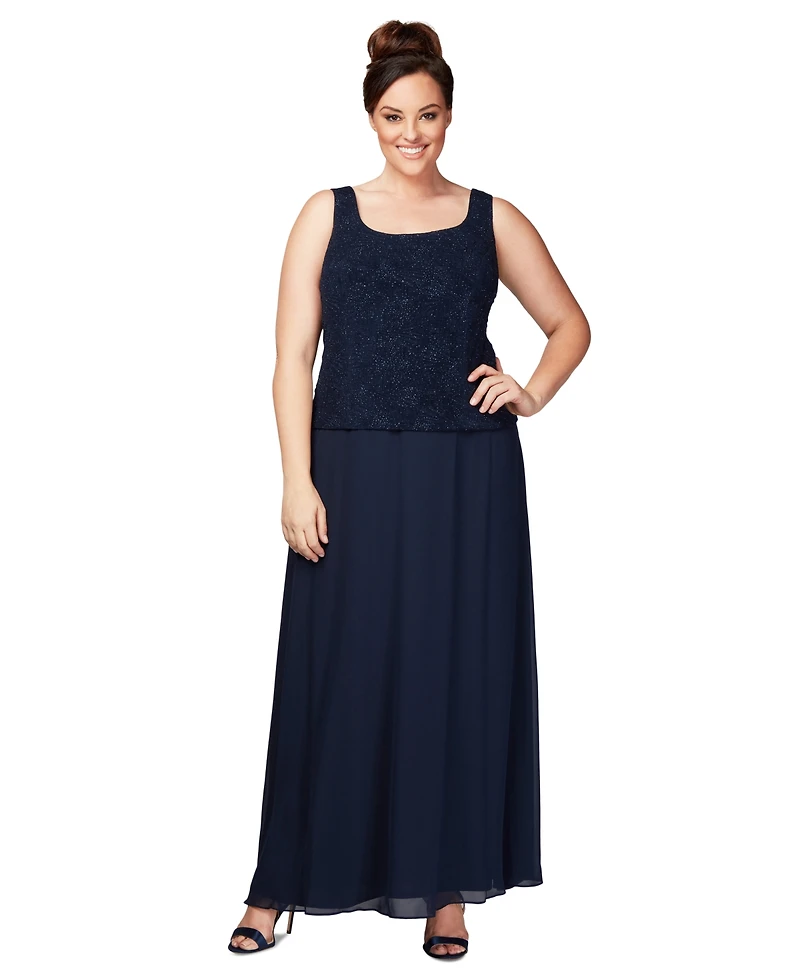 Alex Evenings Plus Glitter Jacket & A-Line Dress