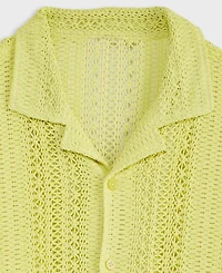 Mode of One Men's Relaxed-Fit Textured Crochet Button-Down Camp Shirt, Exclusively at Macy's