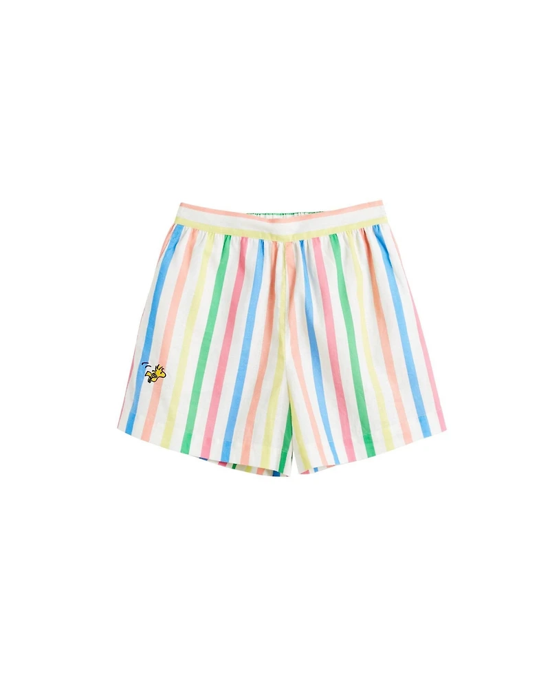 Chinti and Parker Women's & Linen-Cotton Snoopy Stripe Shorts