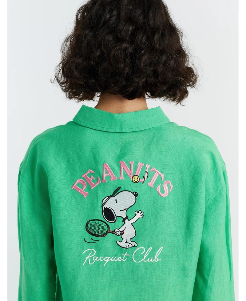 Chinti & Parker Women's Linen-Cotton Peanuts Racquet Club Shirt