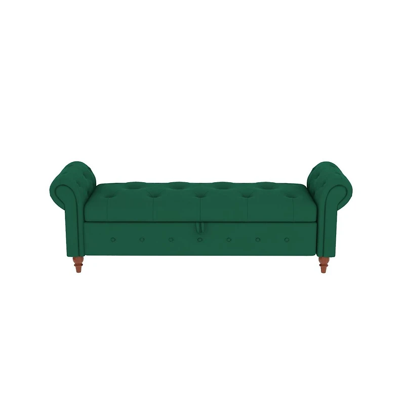 63 Inch Upholstered Storage Bench with Rolled Arms, Tufted Ottoman Large Hidden Compartment-The Pop Home