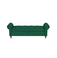 63 Inch Upholstered Storage Bench with Rolled Arms, Tufted Ottoman Large Hidden Compartment-The Pop Home