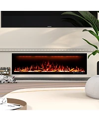 Smart 60" Wall-Mounted Electric Fireplace with Realistic Flame Effects, Dual Heating, and Alexa Compatibility