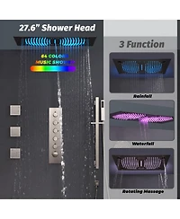 64 Color Luxury Led Shower System with Handheld Shower Shower Faucet Set with Side Body Sprayer Ceiling Rain Shower Head, Brushed Nickel