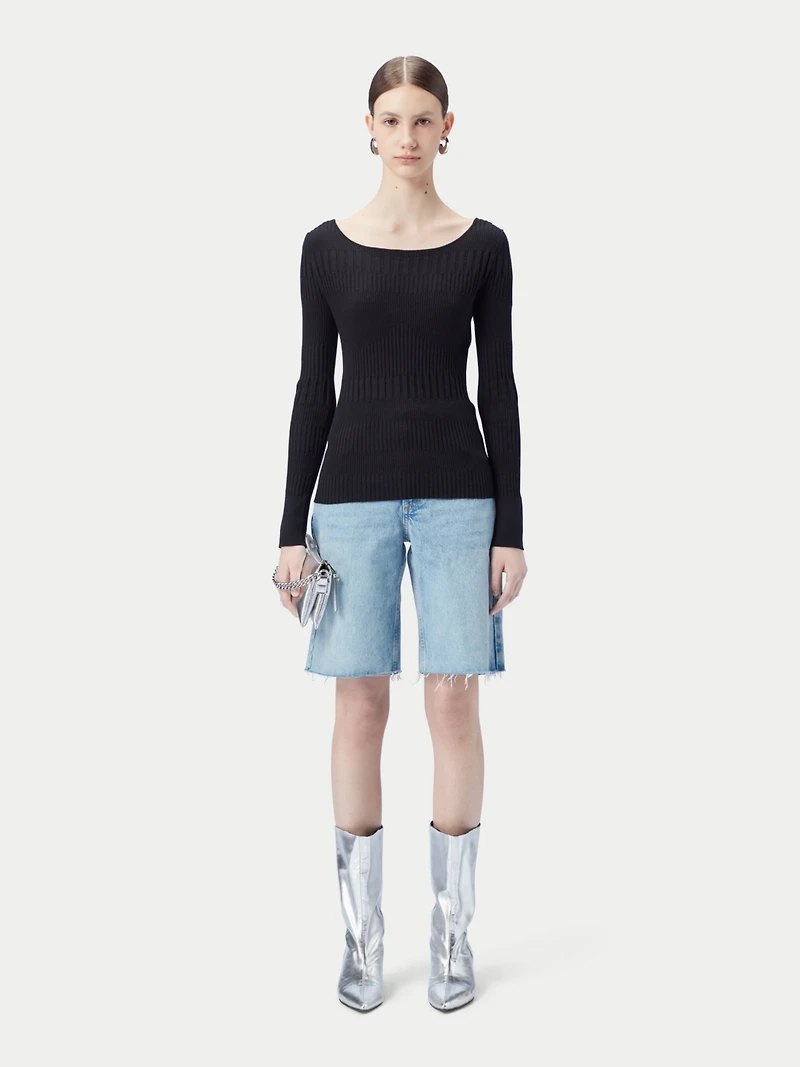 Gobi Cashmere Juniors' Ribbed Cotton Silk Blend Sweater
