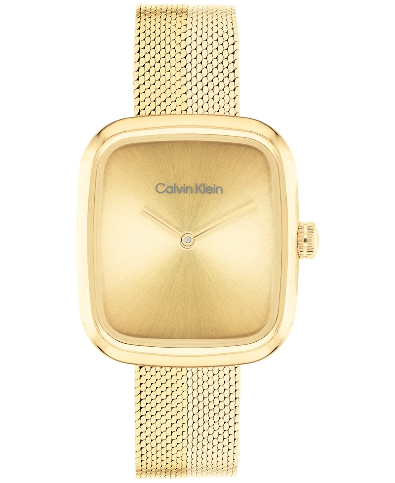 Calvin Klein Women's Adore Gold Tone Stainless Steel Mesh Bracelet Watch, 30mm