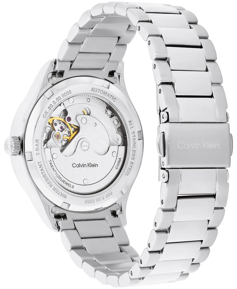 Calvin Klein Women's Iconic Automatic Silver Tone Stainless Steel Bracelet Watch, 36mm