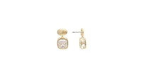 Bezel Cubic Zirconia Cushion Drop Earring