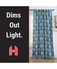 Hlc.me Messina Paisley Damask Patterned Back Tab Rod Pocket Curtains - Light Blocking Darkening Window Panels, Set of 2 (Blue, 52 W x 96 L)