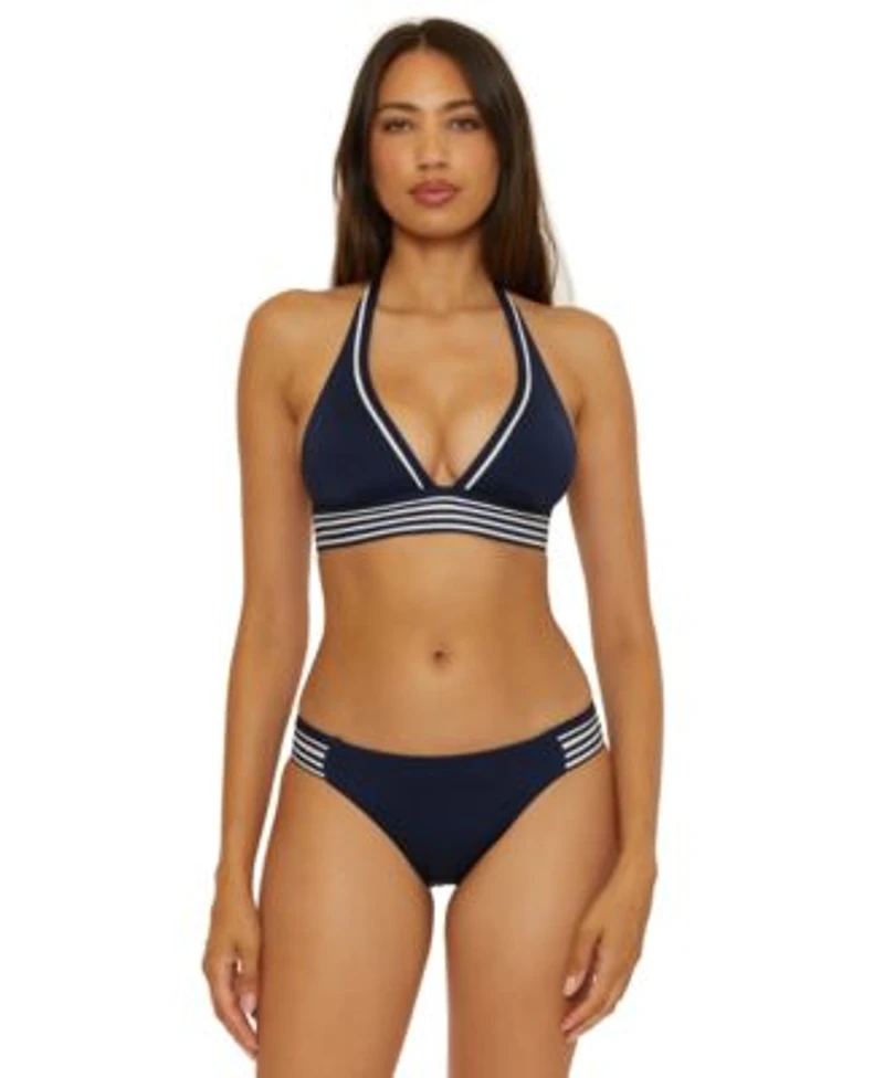 Trina Turk Womens Monaco Pleated Halter Bikini Top Hipster Bottoms