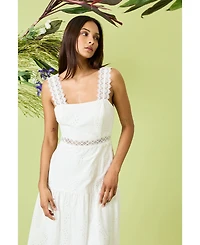 Donna Morgan Women's Eyelet-Embroidered Midi Dress