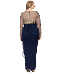 Xscape Plus Embroidered Illusion Gown