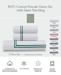 Ella Jayne Percale Satin Stitched 3-Pc. Duvet Cover Set, Twin/Twin Xl