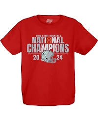 Blue 84 Big Boys and Girls Scarlet Ohio State Buckeyes College Football Playoff 2024 National Champions Fall Apart T-Shirt