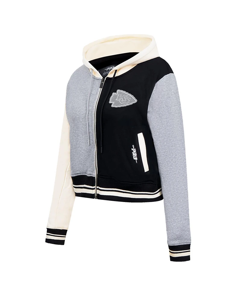 Pro Standard Women's Gray Kansas City Chiefs Reverse French Terry Colorblock Full-Zip Hoodie Jacket