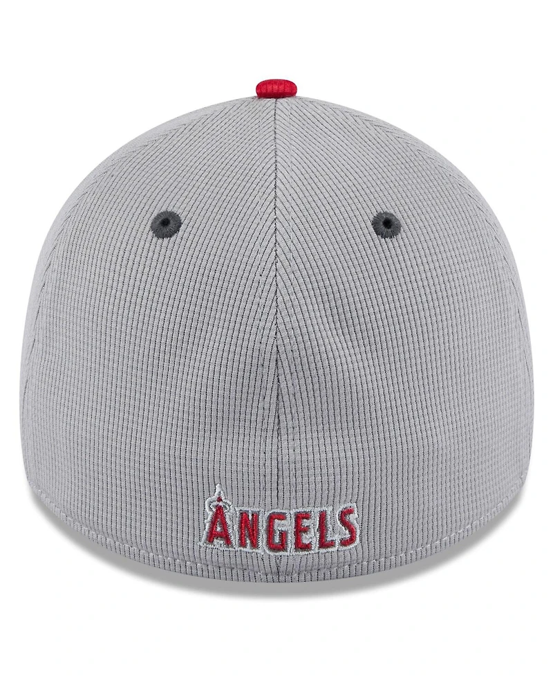 New Era Men's Gray/Red Los Angeles Angels 2025 Batting Practice 39THIRTY Flex Hat