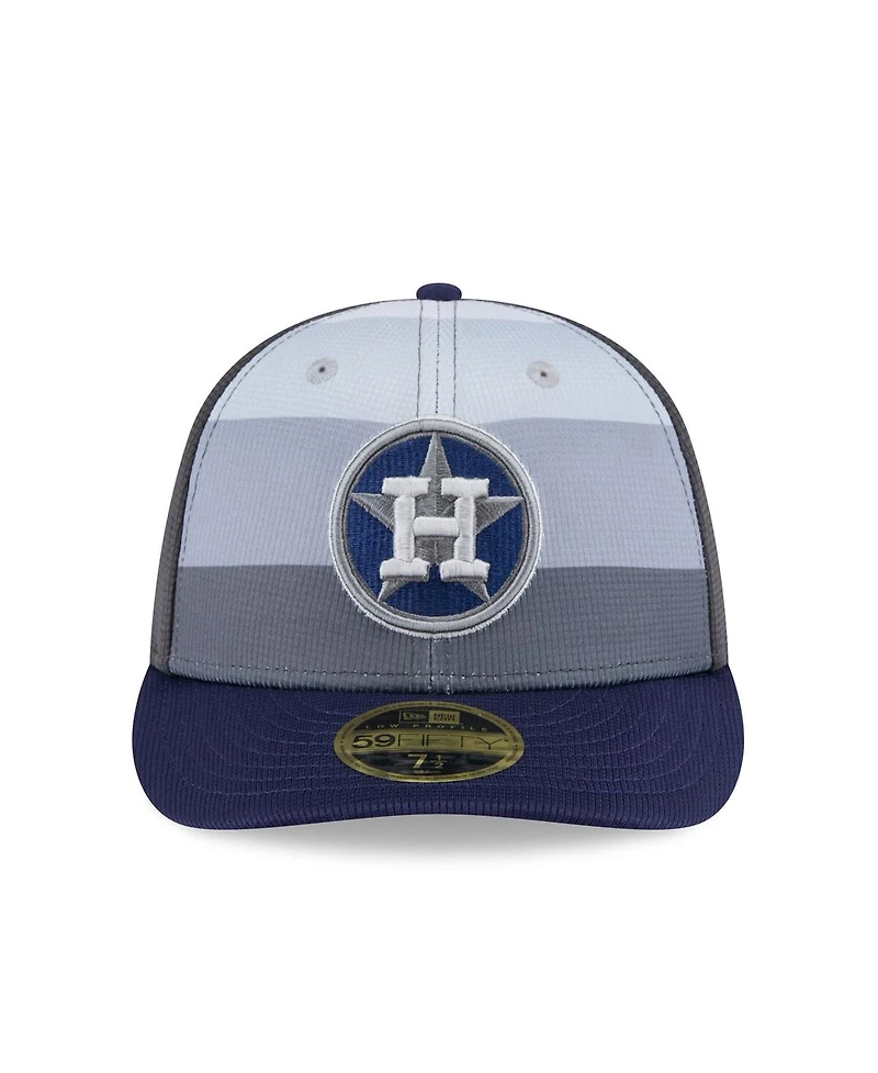 New Era Men's Gray/Navy Houston Astros 2025 Batting Practice Low Profile 59FIFTY Fitted Hat