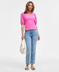 On 34th Women's Eyelet-Sleeve Rib-Knit Top, Exclusively at Macy's