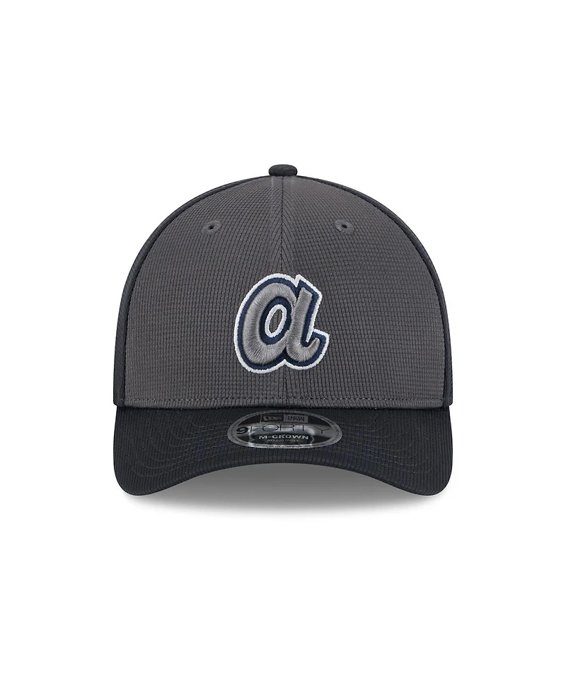 New Era Men's Gray/Navy Atlanta Braves 2025 Batting Practice 9FORTY M-Crown Adjustable Hat