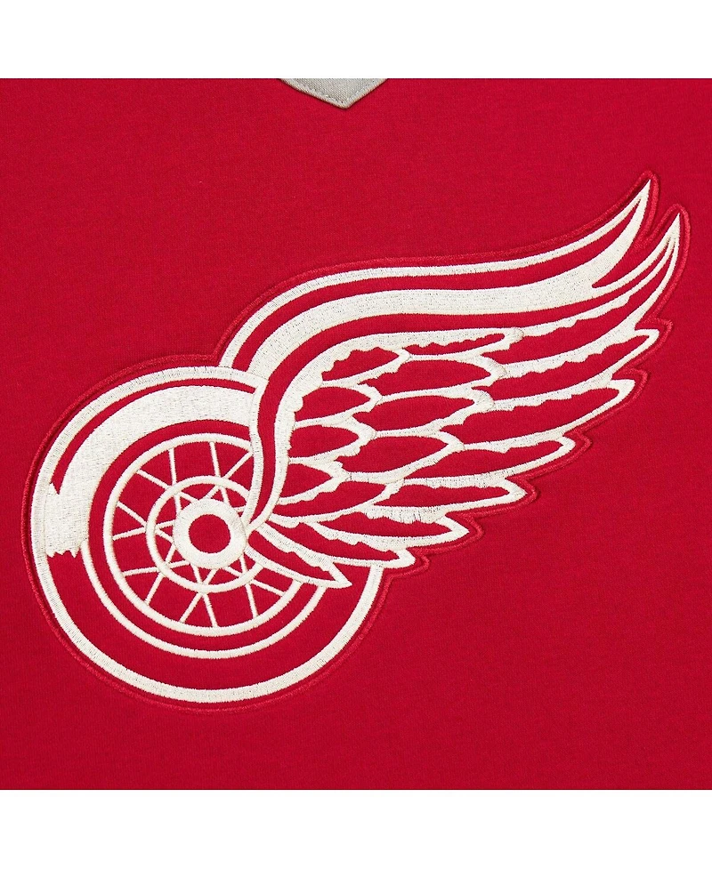 Mitchell & Ness Men's Red Detroit Wings Heritage Lace-Up Pullover Sweatshirt