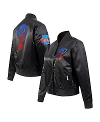 Pro Standard Women's Black Philadelphia Phillies Rhinestone Satin Full-Snap Jacket