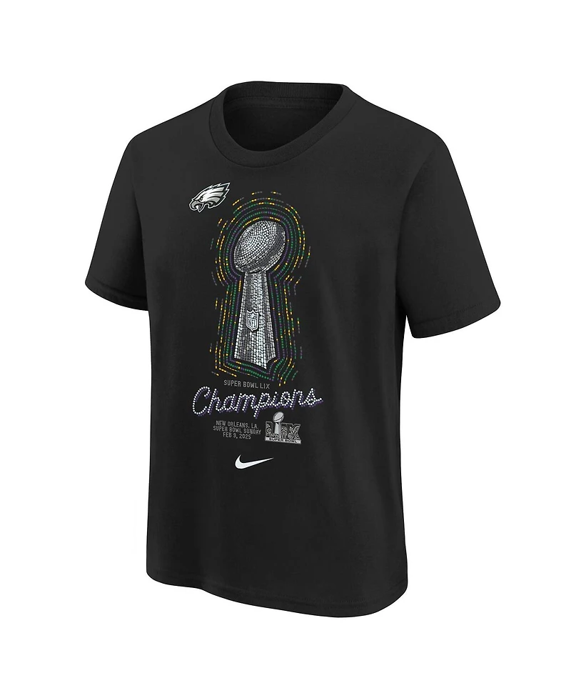 Nike Big Boys and Girls Black Philadelphia Eagles Super Bowl Lix Champions Lombardi Trophy T-Shirt