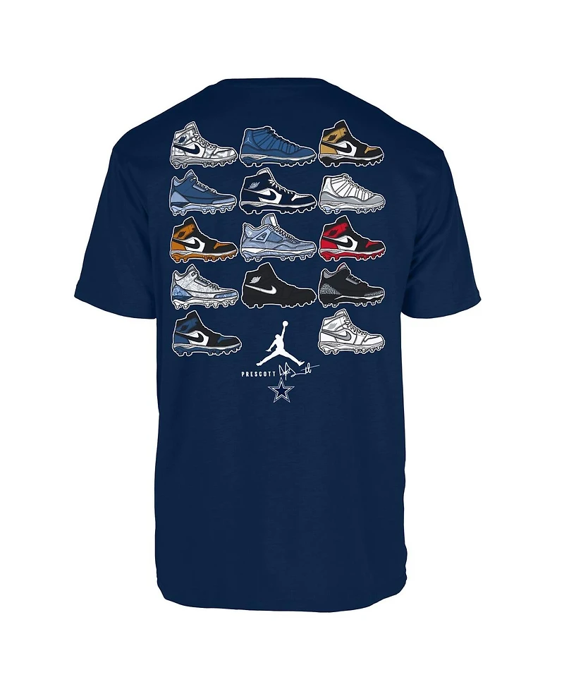 Jordan Men's Dak Prescott Navy Dallas Cowboys Shoe Schedule Graphic T-Shirt