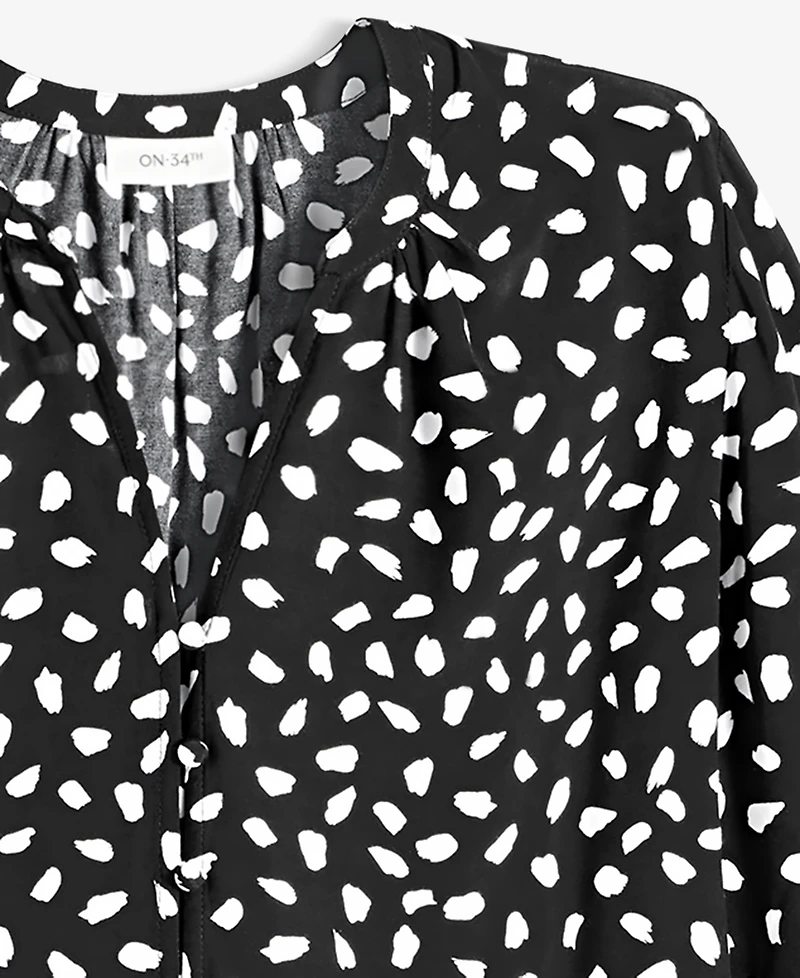 On 34th Women's Printed Pintuck Blouse, Exclusively at Macy's