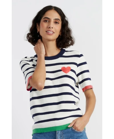 Chinti & Parker Women's Cotton Heart Breton Crochet T-Shirt