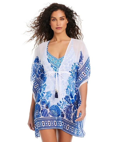 Beyond Control Women's Sea Life V-Neck Caftan Cover-Up