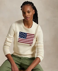 Polo Ralph Lauren Women's Flag Cotton Crewneck Sweater
