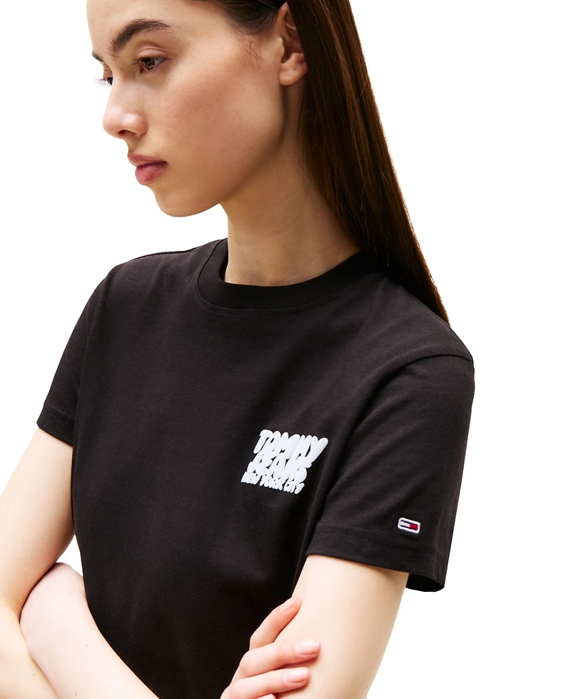 Tommy Jeans Women's Cotton Regular-Fit Bubble Logo Tee