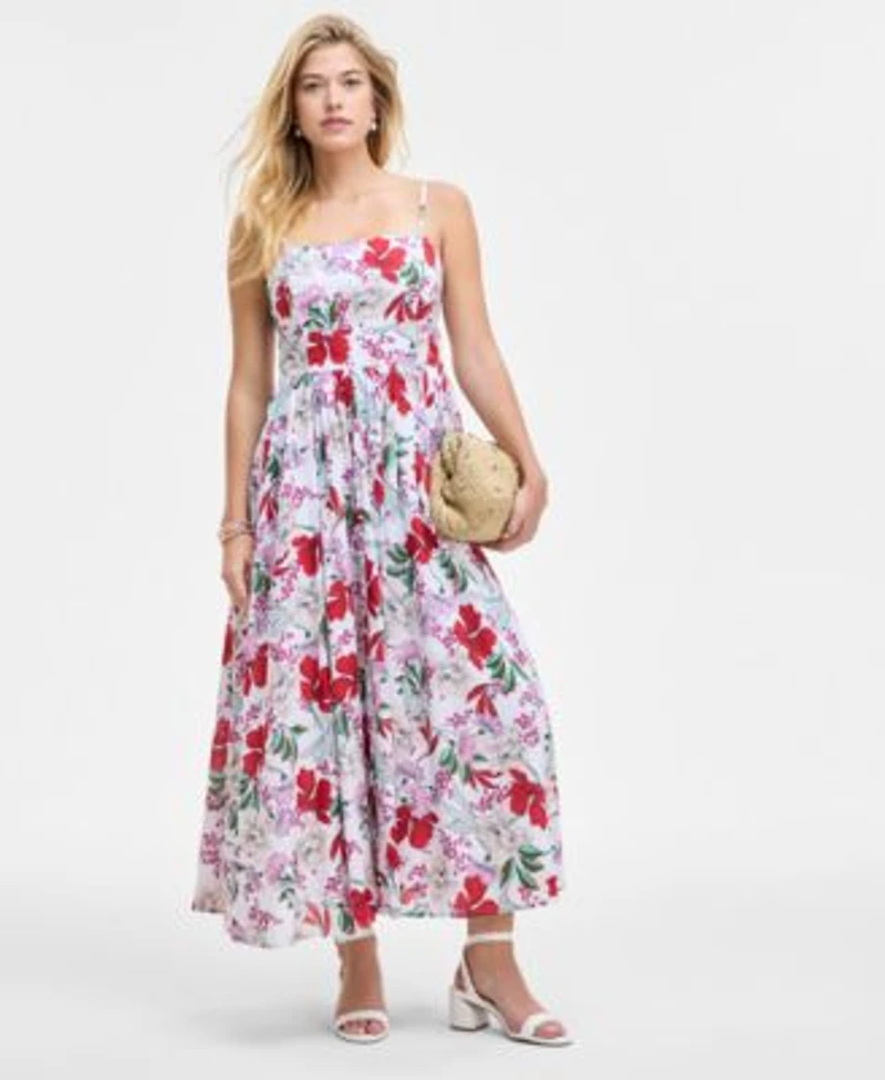 On 34th Womens Floral Shadow Strappy Maxi Dress Crochet Clutch Pathina Sandals Bracelets Drop Earrings Exclusively At Macys