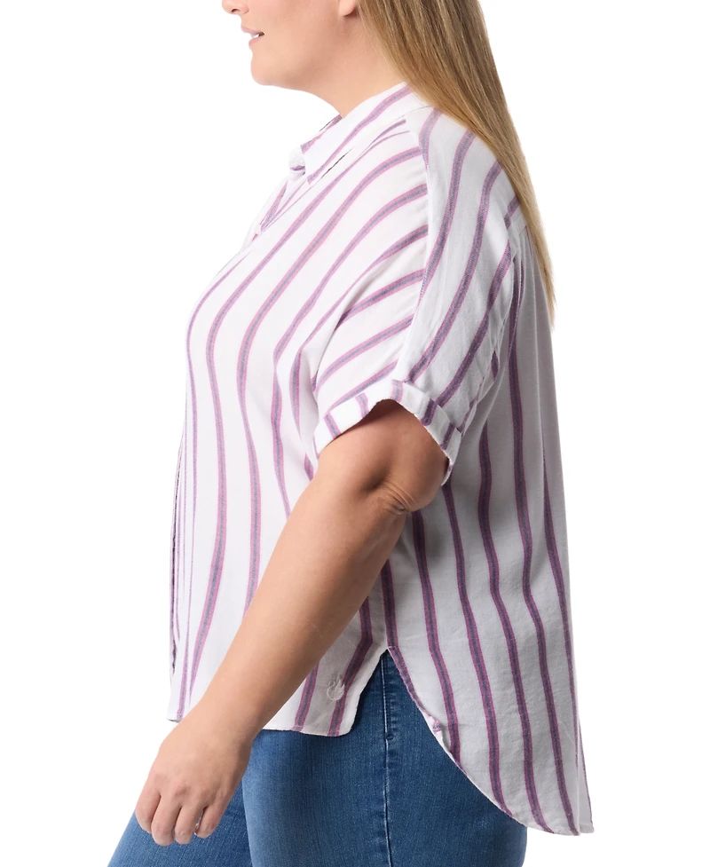 Gloria Vanderbilt Plus Size Daisy Printed Button-Front Shirt