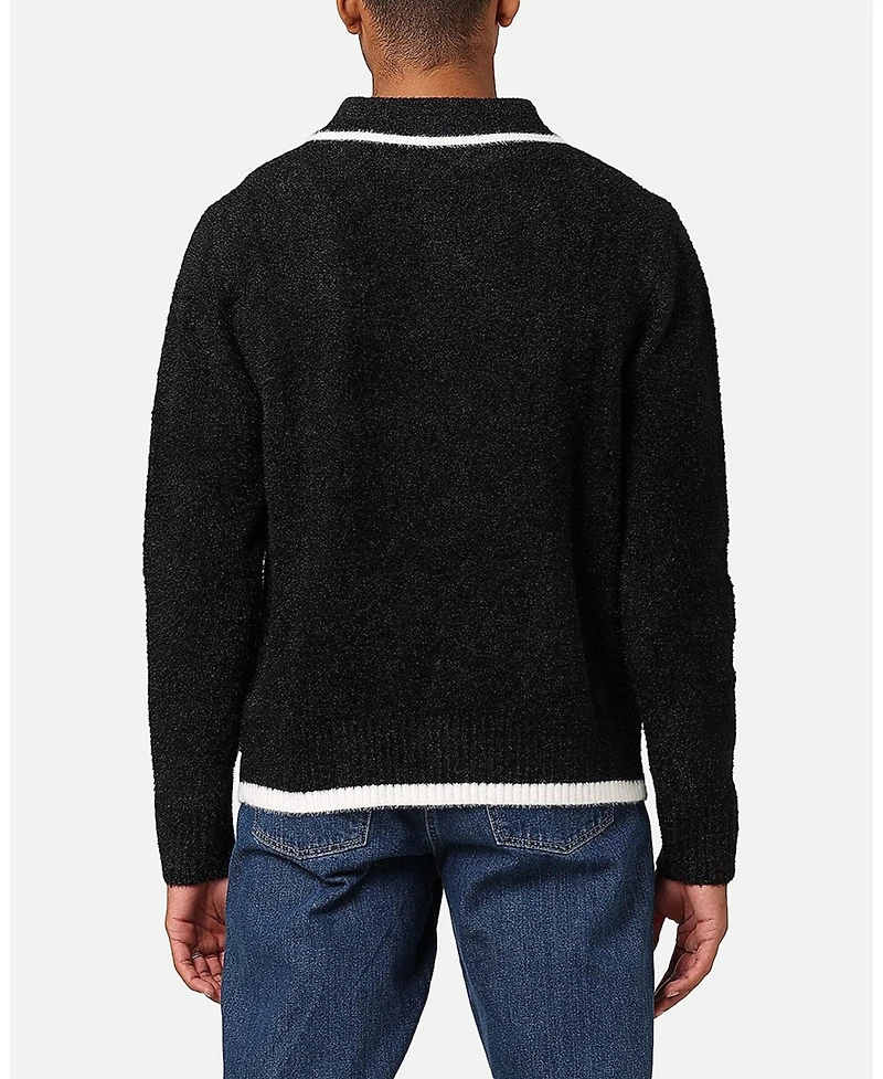 Xxiii Men's Fluffy Long Sleeve Polo Shirt