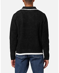 Xxiii Men's Fluffy Long Sleeve Polo Shirt