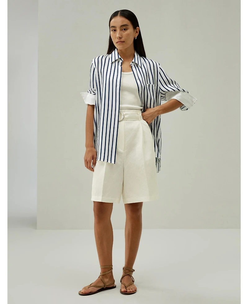 Lilysilk Women's Oversized Palma Stripe Silk Shirt