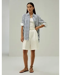 Lilysilk Women's Oversized Palma Stripe Silk Shirt