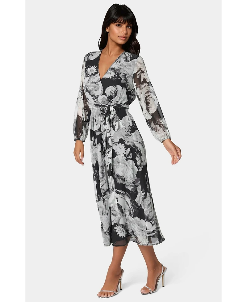 Bebe Women's Print Wrap Midi Dress