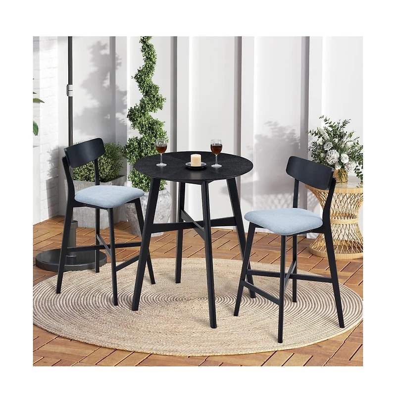 Set of 2 Bar Stools, 28.5 Inch Solid Wood Kitchen Island Chairs for Home, Bar, or Pub-The Pop Home