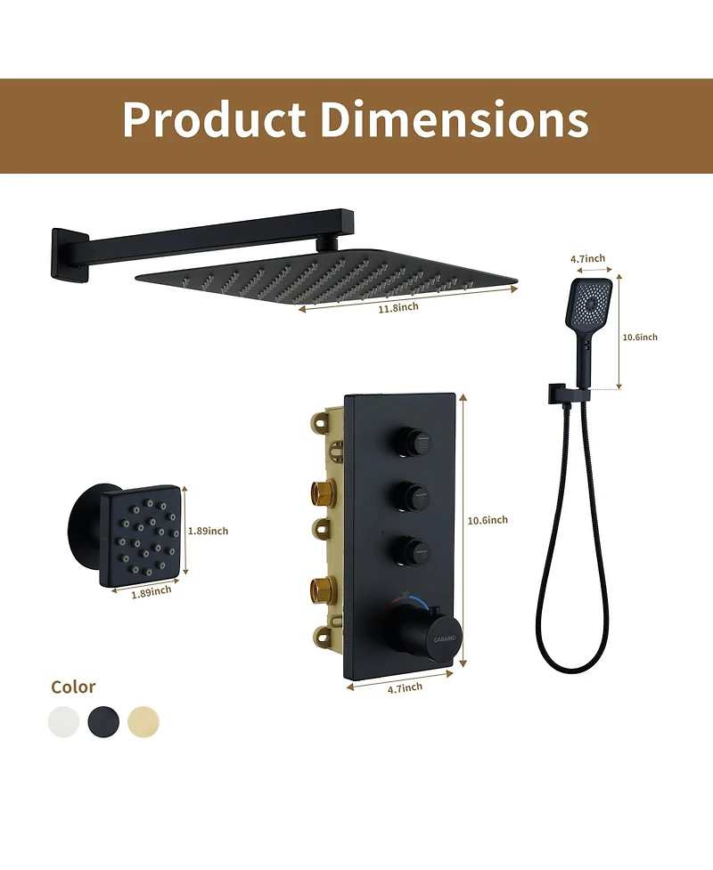 12-Inch Rainfall Shower Head with Thermostatic System - Ultimate Relaxation for Your Bathroom