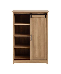 5 Drawers Dresser w/Sliding Barn Door, Farmhouse Modern Tall Chest of