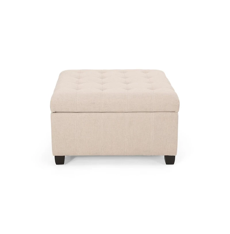 Storage Ottoman with Button-Tufted Lid, Upholstered Square Bench for Living Room, Bedroom, Entryway-The Pop Home