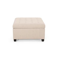 Storage Ottoman with Button-Tufted Lid, Upholstered Square Bench for Living Room, Bedroom, Entryway-The Pop Home