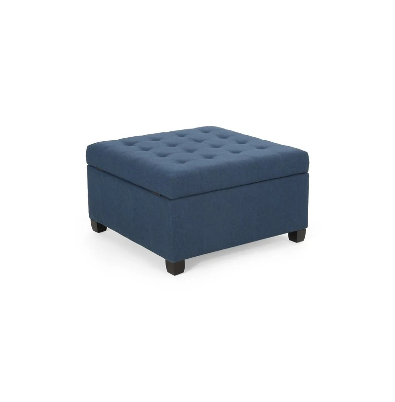 Storage Ottoman with Button-Tufted Lid, Upholstered Square Bench for Living Room, Bedroom, Entryway-The Pop Home