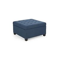 Storage Ottoman with Button-Tufted Lid, Upholstered Square Bench for Living Room, Bedroom, Entryway-The Pop Home