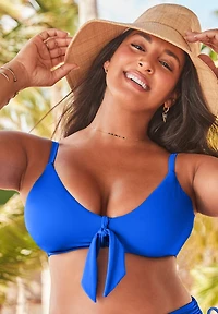 Swimsuits for All Women's Mentor Tie Front Bikini Top