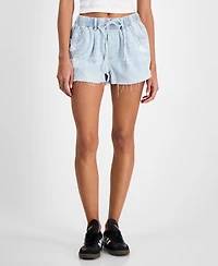 Indigo Rein Juniors' Distressed Drawstring Denim Shorts